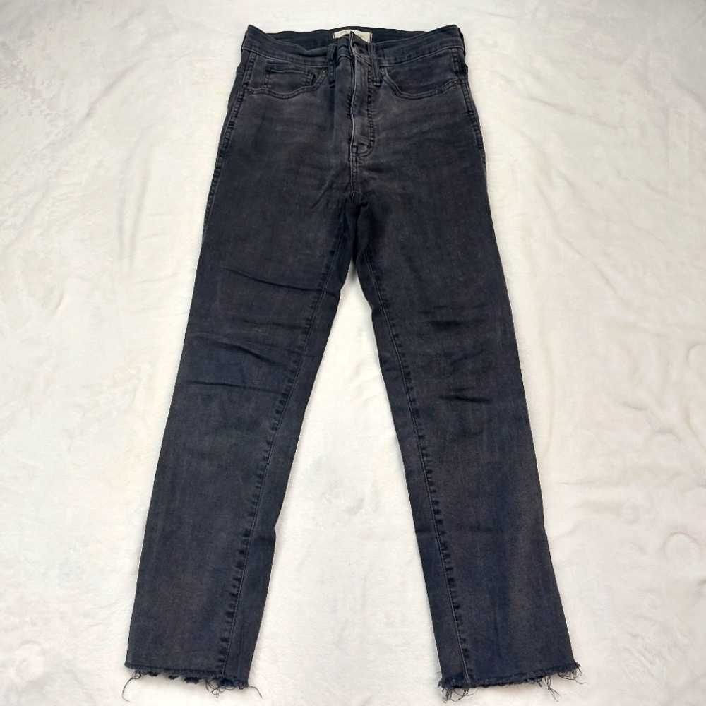 MADEWELL WOMEN'S BLACK STOVEPIPE HIGHRISE DENIM COTTON BLEND JEANS SIZE 25
